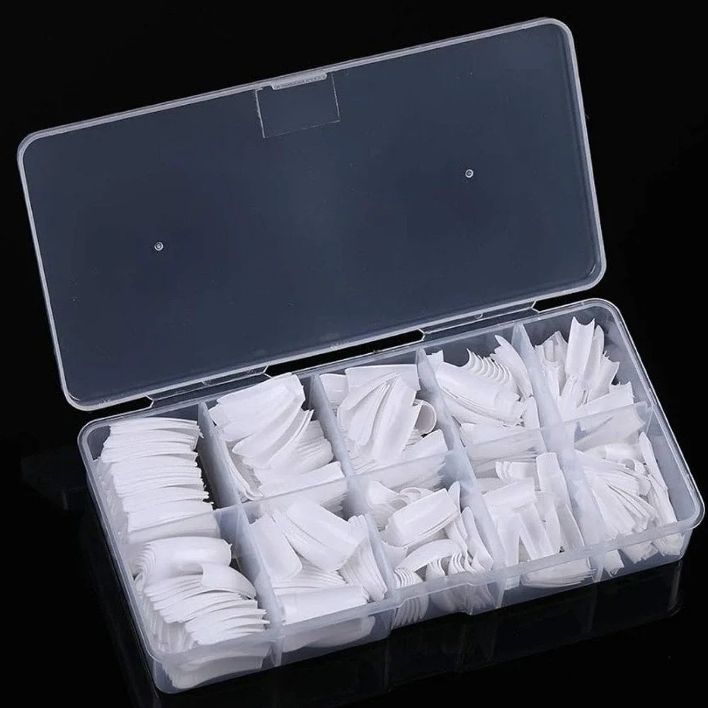 500pc White Half Cover Nail Tips Set French Manicure C-Curve Acrylic Gel DIY